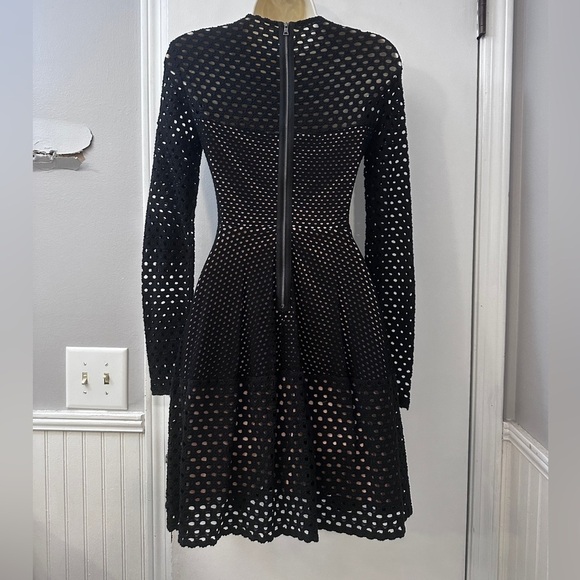 BCBG Max Azria Women’s Black Mesh Long Sleeve Dress, Size XS - Fit and Flare - Picture 2 of 8